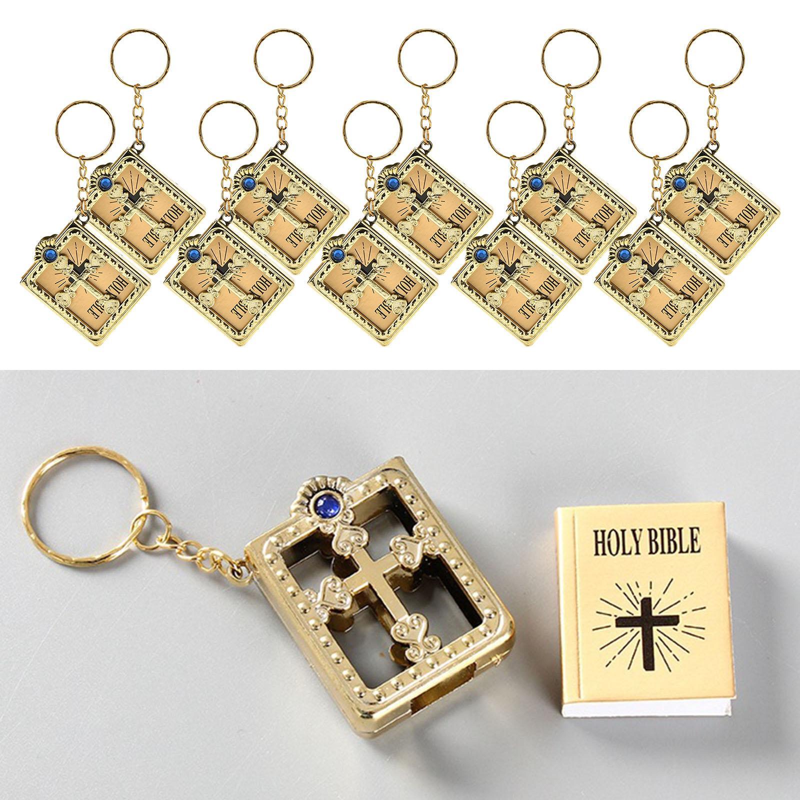 Mini Holy Bible Miniature Pendant Keyring Key Chain Keychain Novelty Golden