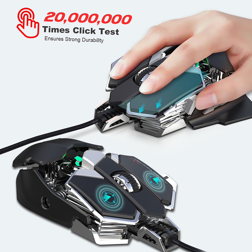 HXSJ V200+J600 Combo Wired Gaming Mouse 9-key Macro Programming Mice & Switch One-handed Mechanical