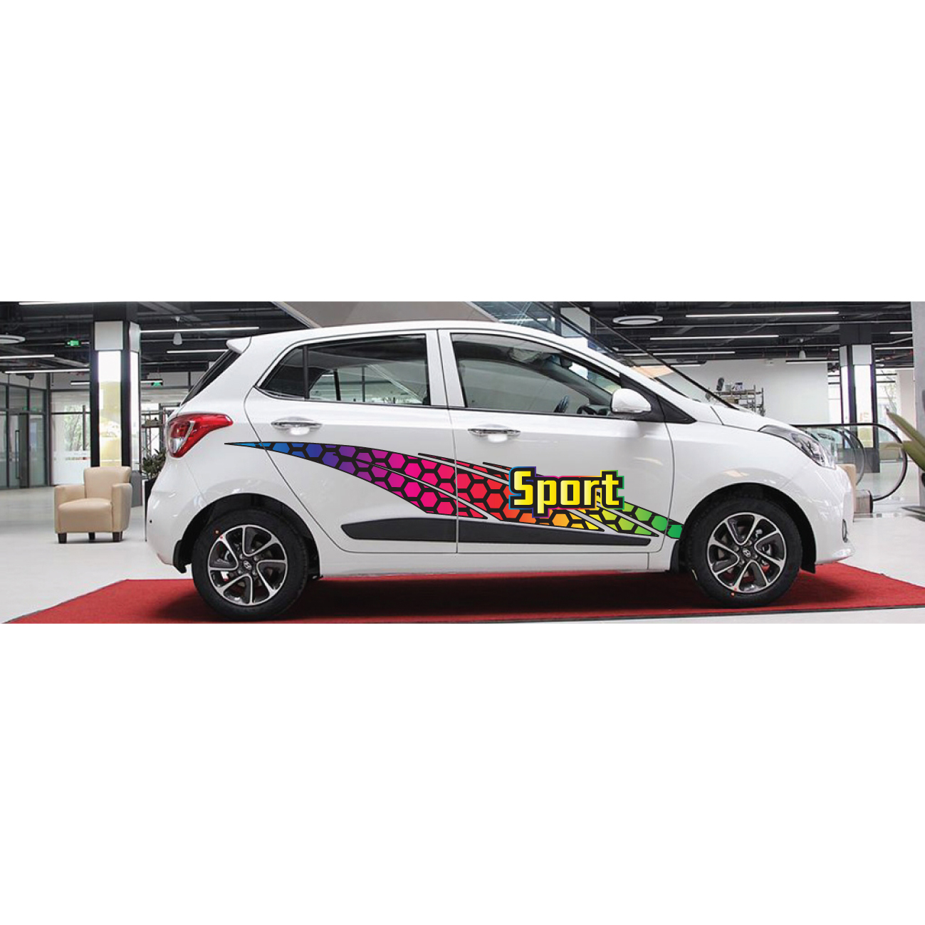 Tem dán sườn xe, decal xe thiết kế, tem oto cho xe Vios, xe Ciaz WRAP 51, KT 227x35cm