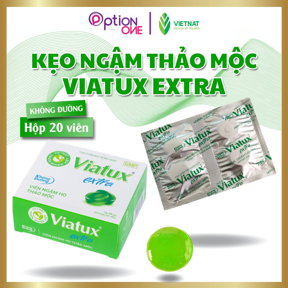 Kẹo ngậm Viatux Extra Vietnat không đường giảm ho khàn tiếng - hộp 20 viên