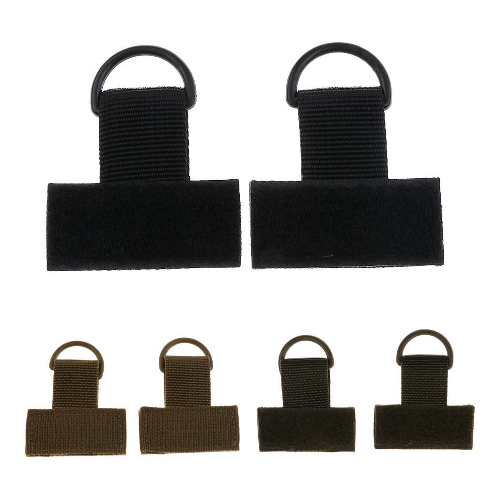 2pcs Outdoor Backpack MOLLE System Nylon Webbing T Hook & Loop D Key Ring Hanging Ring Camping Hiking Accessories