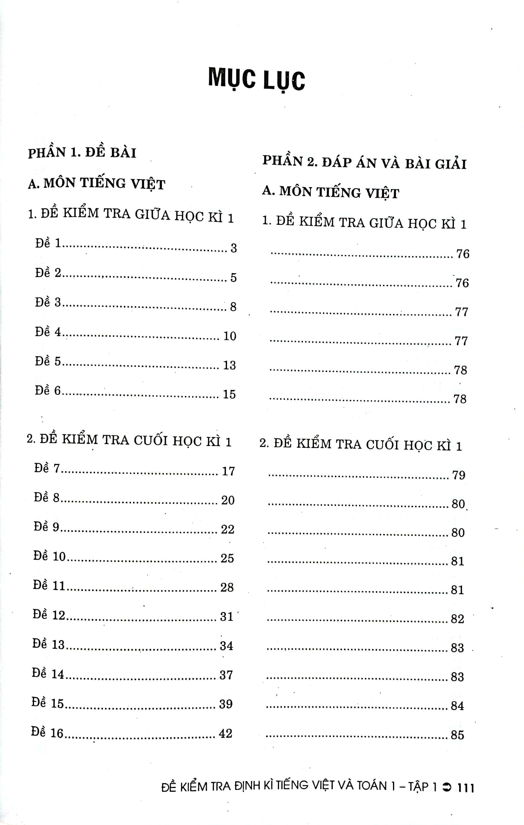 Đề Kiểm Tra Định Kì Tiếng Việt Và Toán 1 - Tập 1