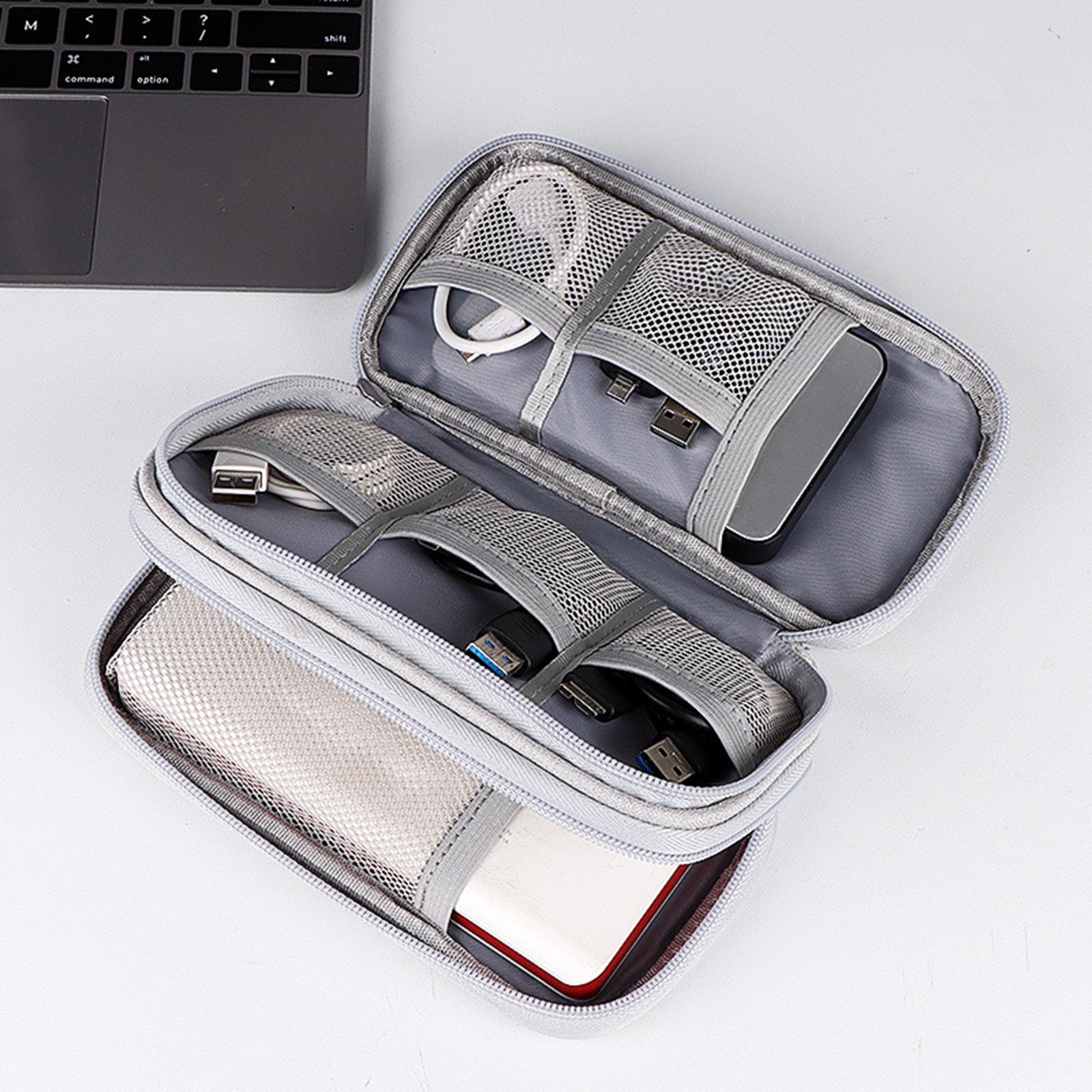 Travel Cable Organizer Bag Waterproof Double Layer Pouch for Data Cable Charger Electronics Accessories