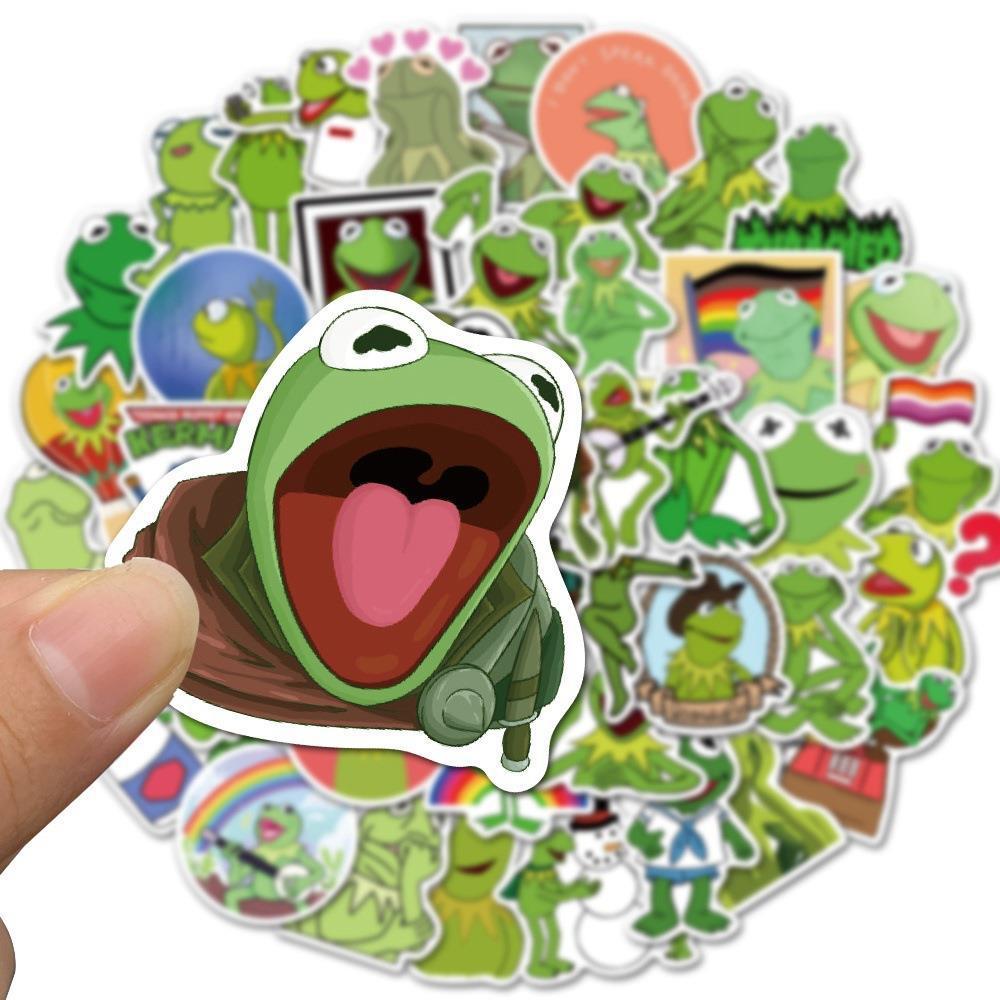 Sticker ếch kermit hoạt hình cute trang trí mũ bảo hiểm,guitar,ukulele,điện thoại,sổ tay,laptop-mẫu S57