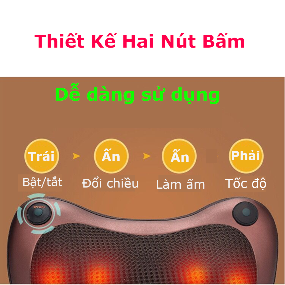 Máy Massage Cổ Vai Gáy 12 bi chạy pin cao cấp - Gối Mát Xa SUKOTO-Máy khỏe, pin trâu, chườm ấm