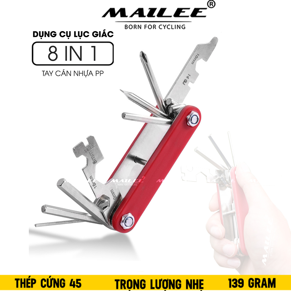 Lục Giác Sửa Chữa Xe Đạp Gấp Gọn Đa Năng 8 in 1 PP-81 chất liệu thép không gỉ với cán nhựa PP - Mai Lee