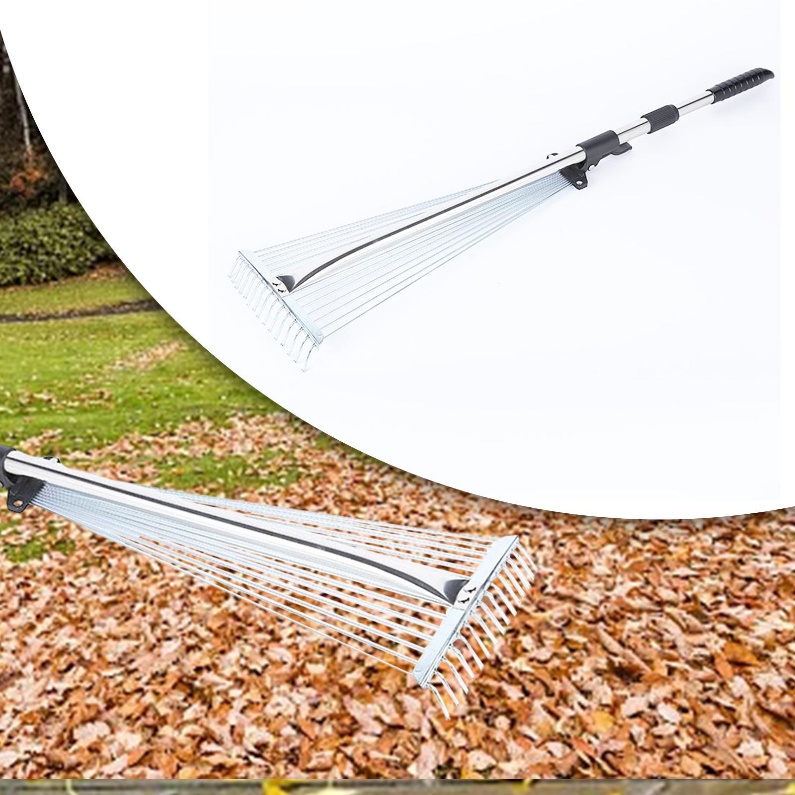 Scalable Garden Rake Gardening Tool Rake Cleaning Leaves Sticks and Debris Telescoping Handle Telescopic Leaf Rake for Lawn Grass Removal