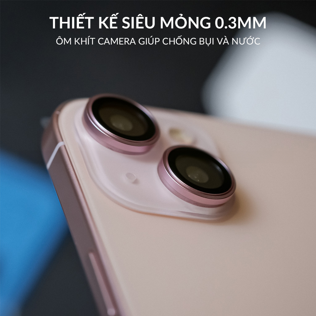 Bộ vòng kính cường lực viền kim loại bảo vệ camera cho iPhone 15 Pro / 15 Pro Max / 15 Plus / iP 15 hiệu HOTCASE Kuzoom AR-LENS độ cứng 9H, chống trầy xước, giữ nguyên chất lượng ảnh chụp - Hàng nhập khẩu