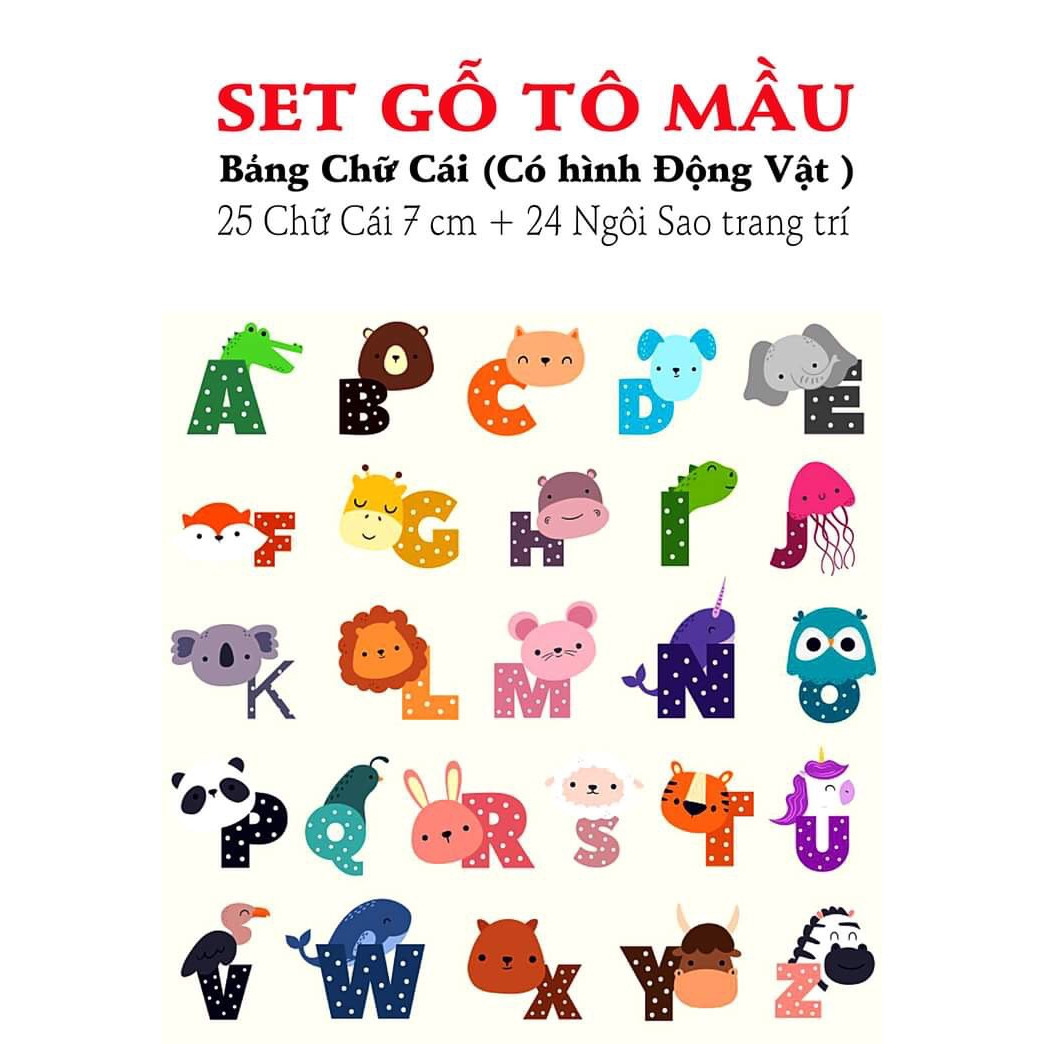 Bộ Gỗ Tô Mầu Bảng Chữ Cái