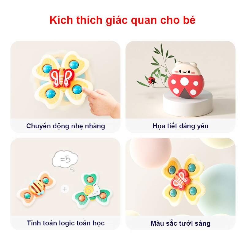 Đồ chơi con quay họa tiết động vật vui nhộn Baby-S, Con quay cho bé nhiều màu sắc đáng yêu – SDC064