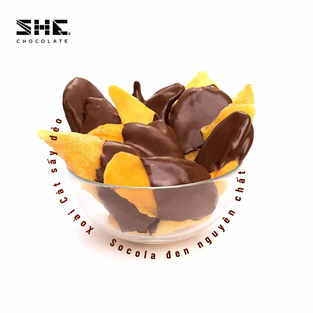 Xoài nhúng Socola - Túi 50g - SHE Chocolate - Bổ sung năng lượng, đa dạng vị giác. Quà tặng sức khỏe, quà tặng người thân, dịp lễ, thích hợp ăn vặt
