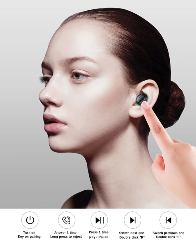 Tai Nghe Bluetooth 5.0 CAPARIES V4-XG13 - (Tai Nghe Không Dây) Chống Nước - Chống ồn - Tích Hợp Micro - Tự Động Kết Nối - Nhỏ gọn - Âm Thanh 8.0 HD - Tương Thích Cao Cho Tất Cả Điện Thoại CHÍNH HÃNG