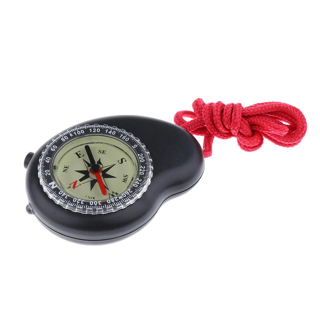 2x Professional Pocket Compass Hiking Camping with LED Light & Neck Strap