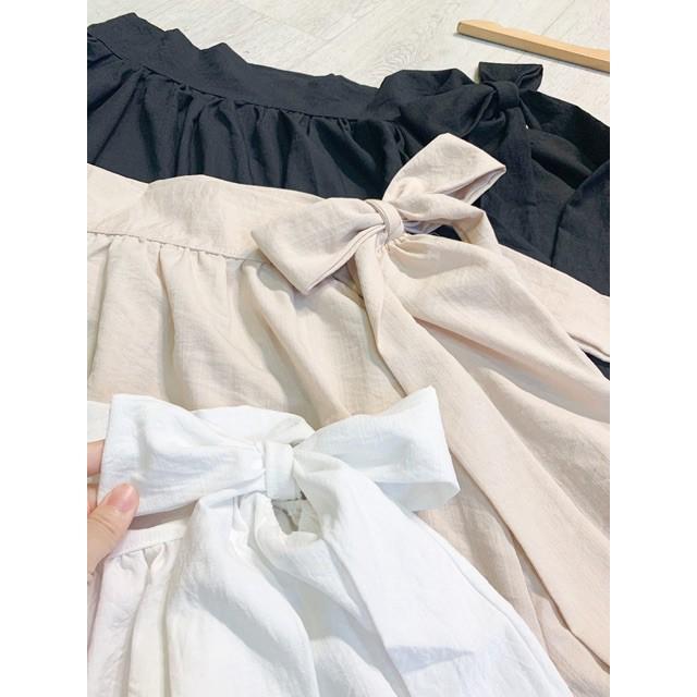 Áo sơ mi trễ vai nơ vai 3 màu