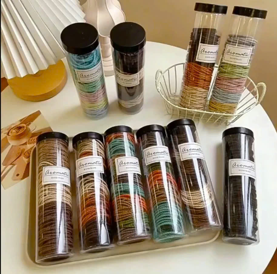 ( Set 2) Ống 100 dây buộc tóc màu trơn co giãn tốt, thun cột tóc không đau cho bé gái