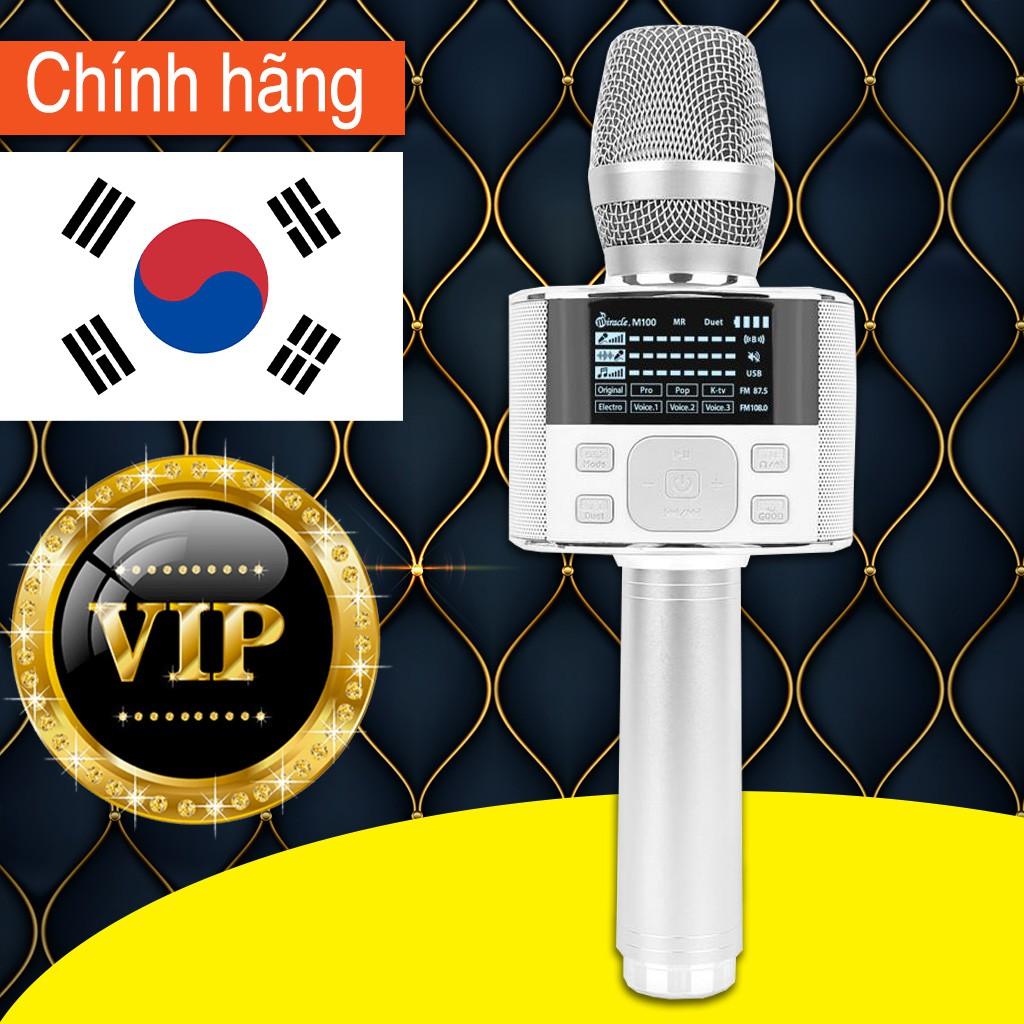 Micro Karaoke Bluetooth Hát Trên Điện Thoại  Hàn Quốc Miracle M100 màu trắng - Hàng Chính Hãng