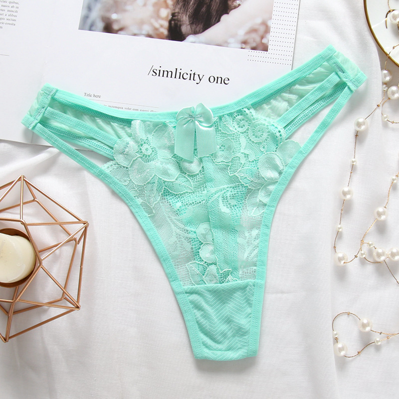 Combo 2 quần lót nữ lọt khe ren lưới, đính nơ, dây trước quyến rũ LYEQ037