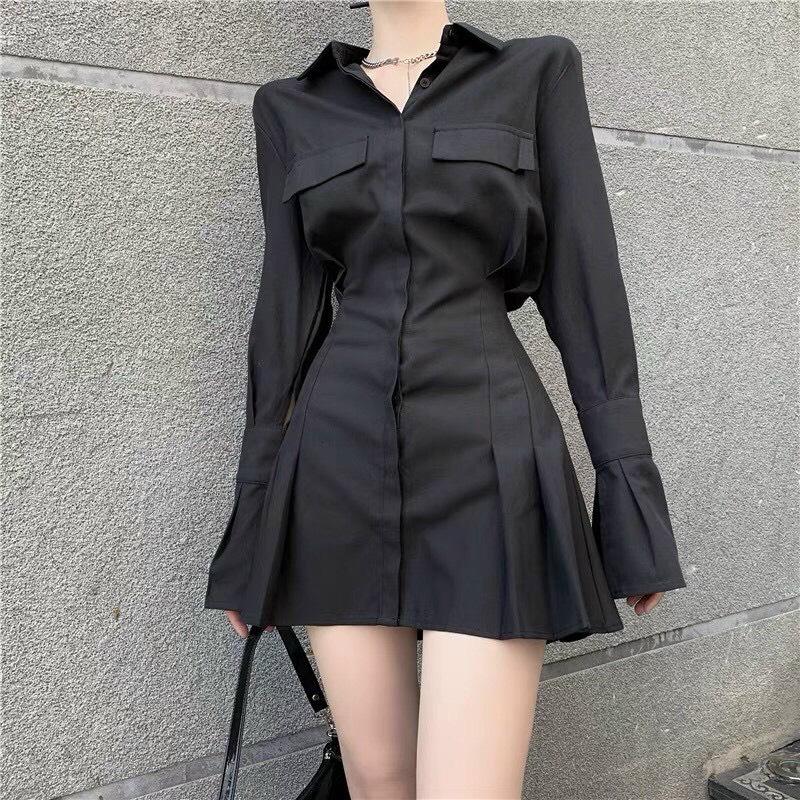 ĐẦM XÒE KIỂU SƠ MI TAY DÀI LOE DÁNG XÒE 78167483