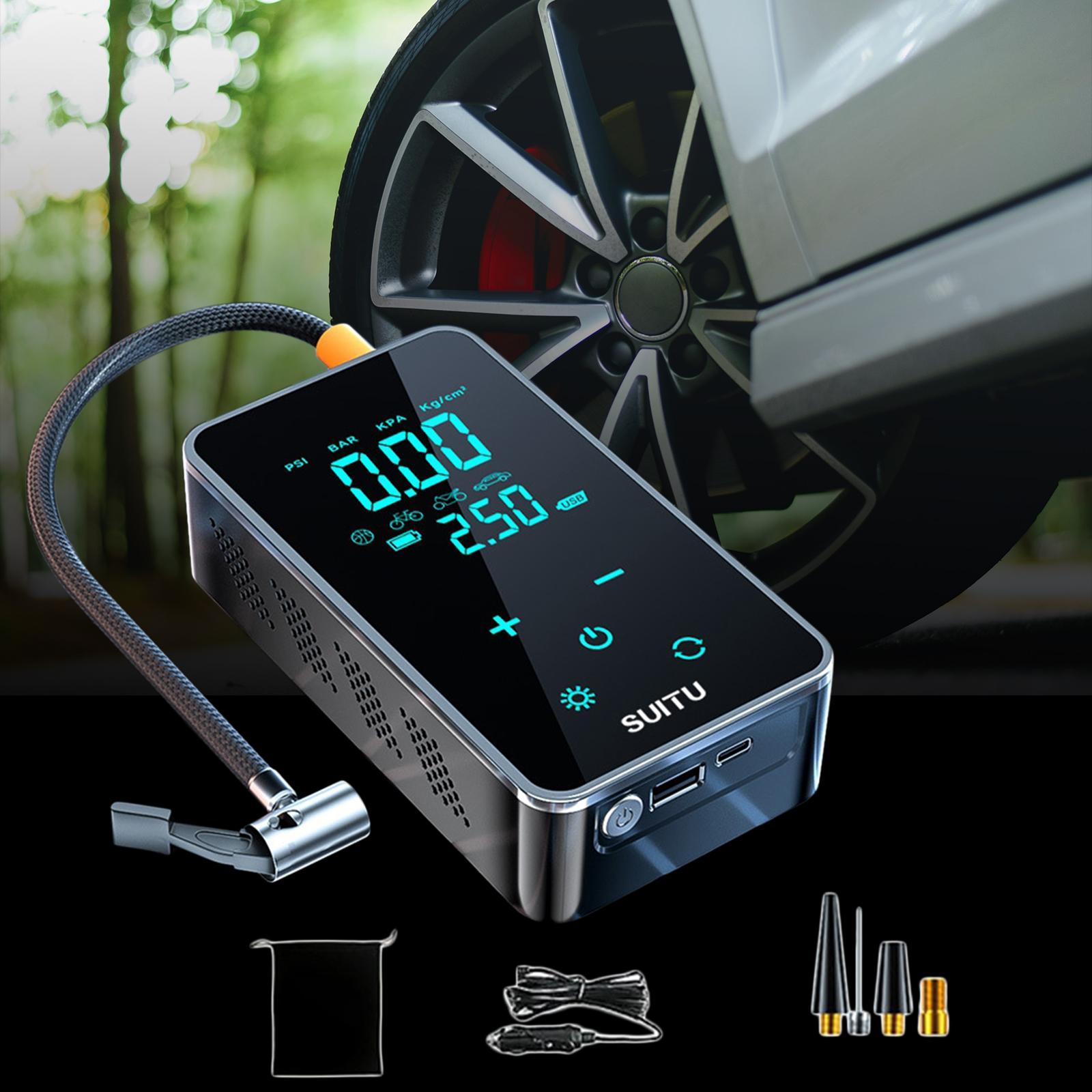 Tire Pump Tire Inflator 5V1A Multifunctional Charging Stop Rechargeable Mini Car with Cable Tire Inflatable Pump Touch Screen
