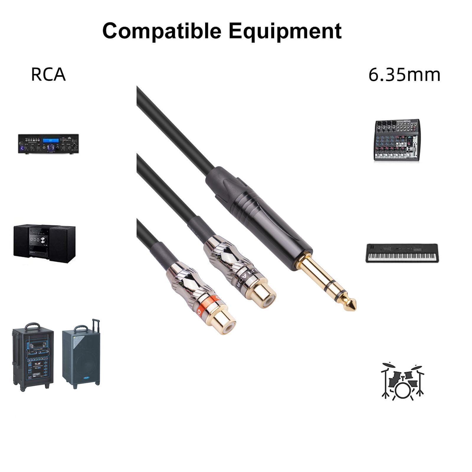 6.35mm Audio Mic Splitter Cable Earphone Headphone Adapter Male To 2 Female