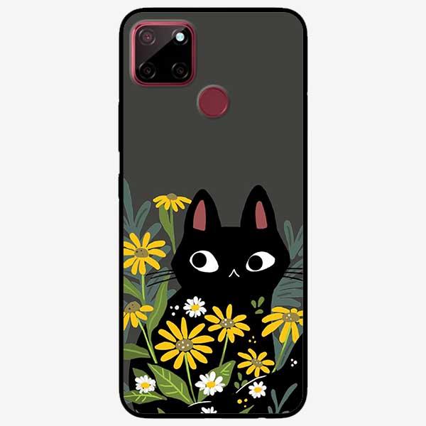 Ốp lưng dành cho Realme C11 / C12 / C15 - Mèo Đen Hoa Vàng