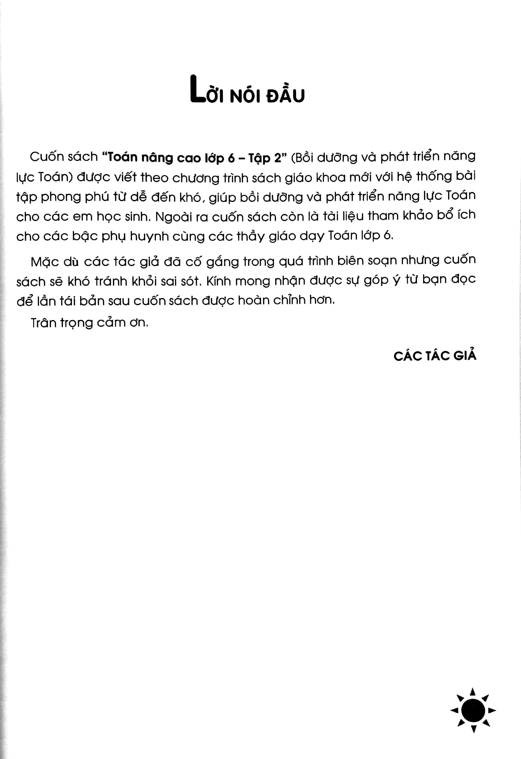 Toán Nâng Cao - Bồi Dưỡng Và Phát Triển Năng Lực Toán Lớp 6 - Tập 2