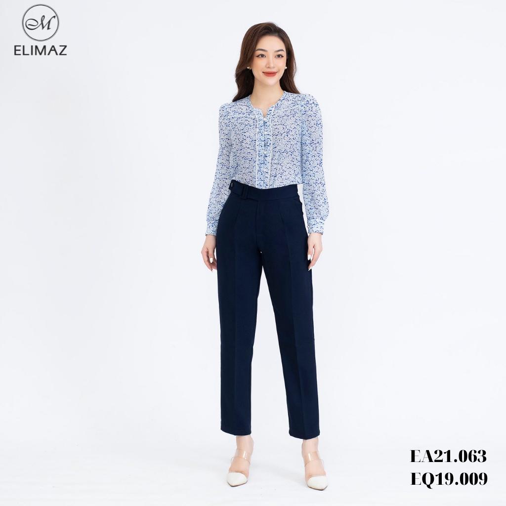 Quần Tây Âu Nữ Công Sở Lưng Cao Elimaz, Có Đai Eo Đính Khóa Vuông Ống Đứng EQ19.009
