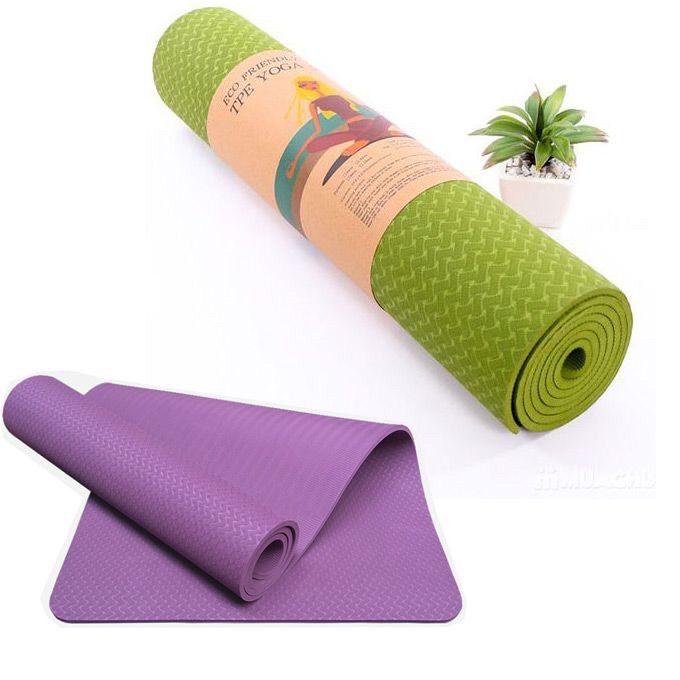 Thảm Tập Yoga gym định tuyến 1 lớp Dầy 6mm Cao Cấp Chống Trơn Trượt Không Thấm Nước, chất liệu TPE tập thể dục tại nhà