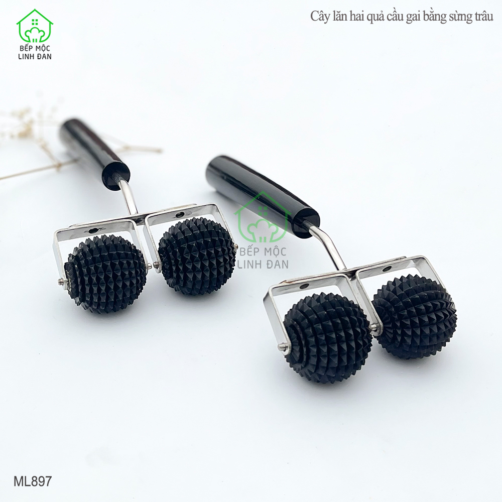 Cây Lăn Hai Quả Cầu Gai Bằng Sừng Tr.âu - (Cỡ Lớn) Dụng Cụ Điện Chẩn [ML897]