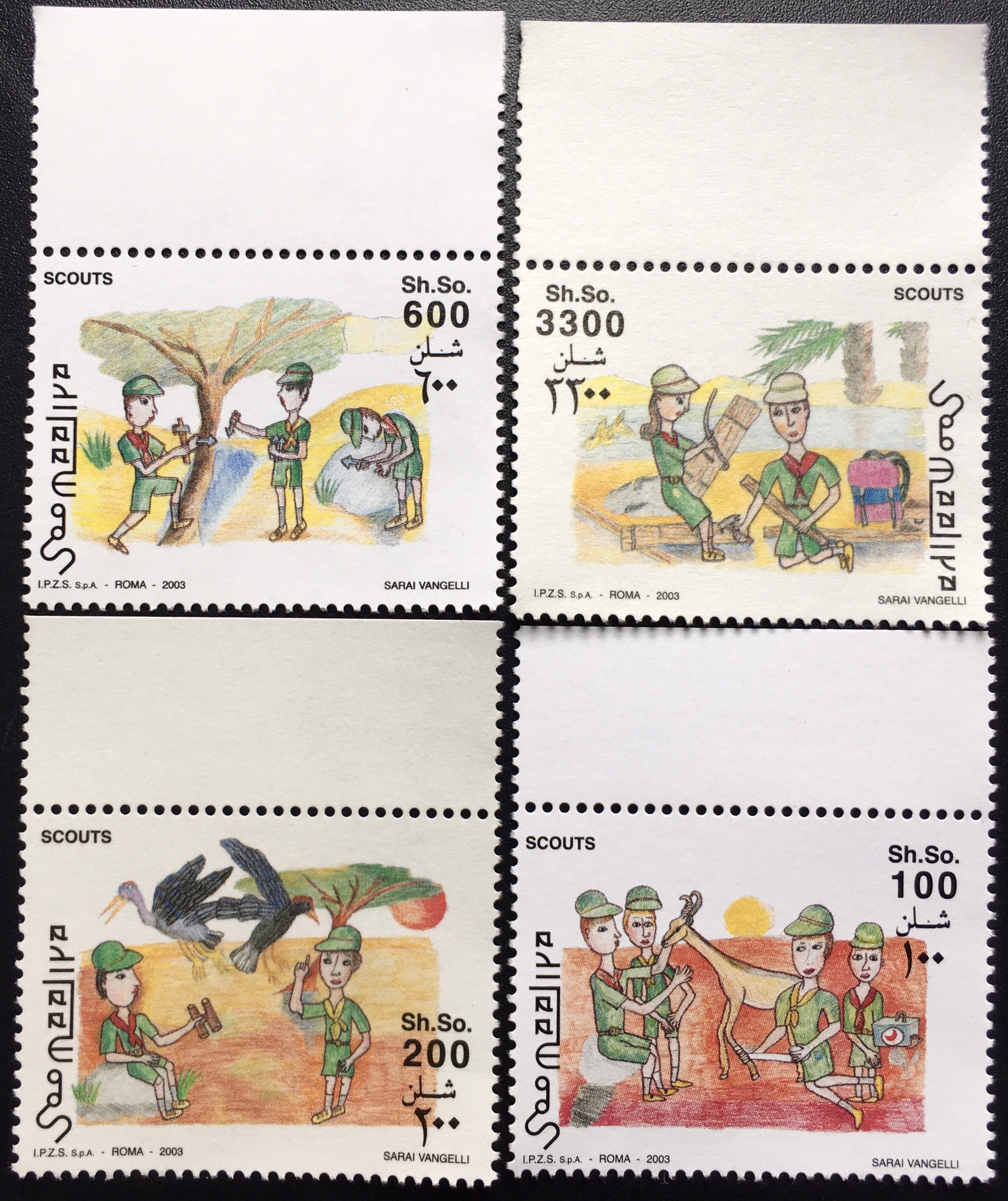 Bộ Tem Sưu Tầm Somalia 2003 Chủ Đề Hướng Đạo, Bloc + 4 Con Stamps