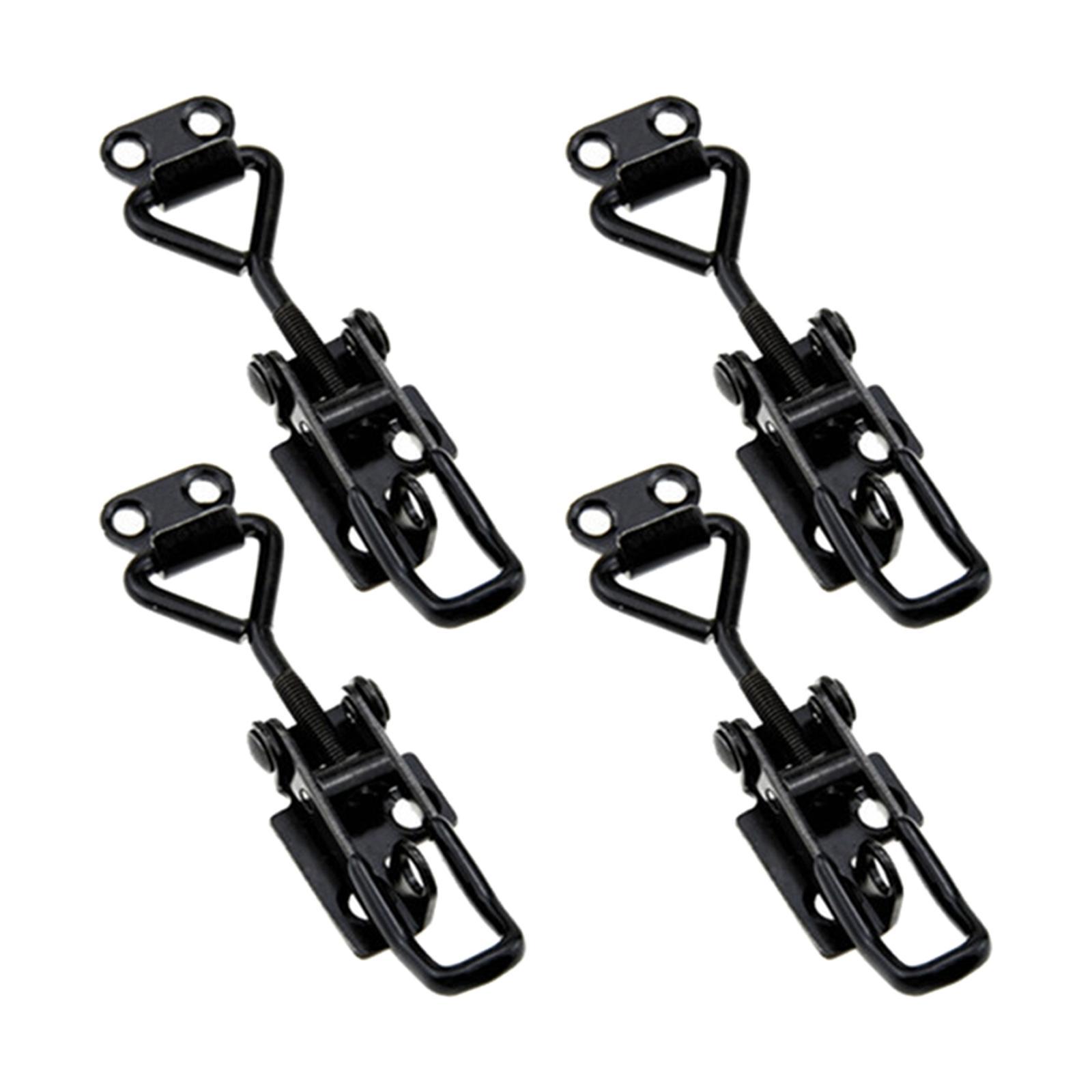 4x Toggle Clamps Cabinet Boxes Lever Handle Heavy Duty Toggle Hasp Hook Black Toggle Pull Adjustable for Wooden Box Case Trunk Tool Boxes Case