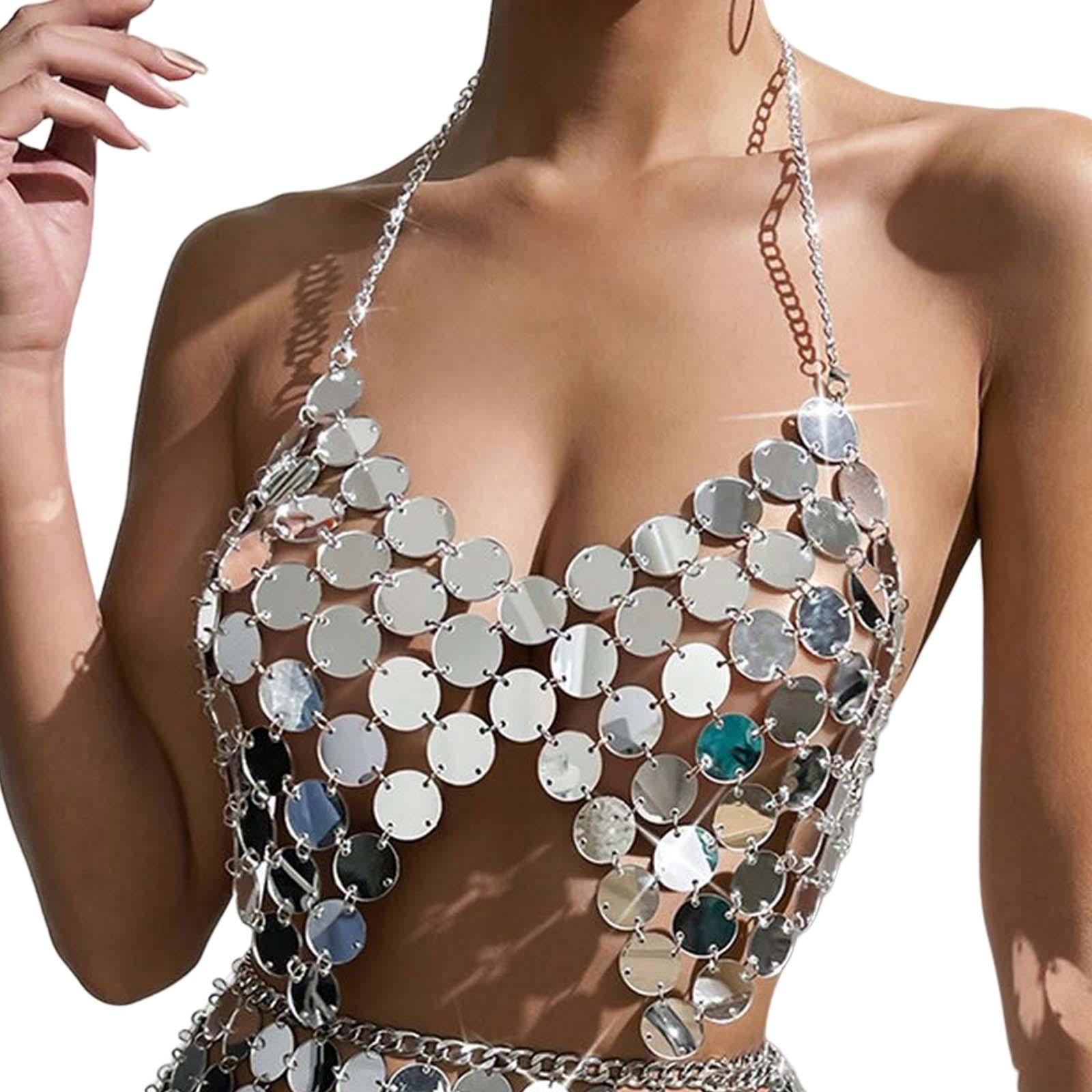 Women Belly Dance Skirt Sequin Crop Top for Beach Dancing Practicing Party