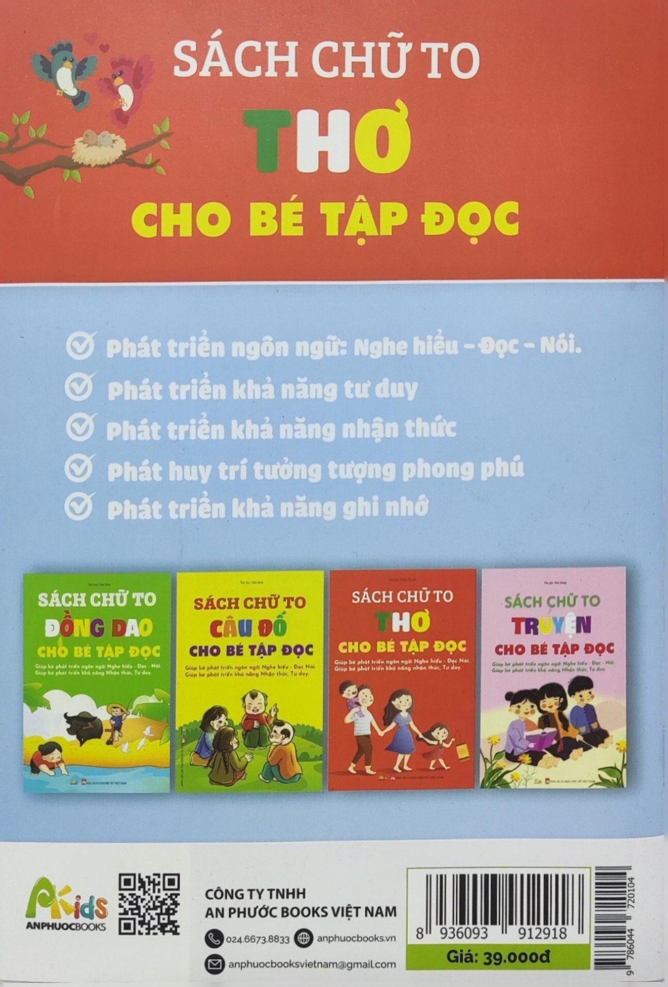 Sách Chữ To Thơ Cho Bé Tập Đọc