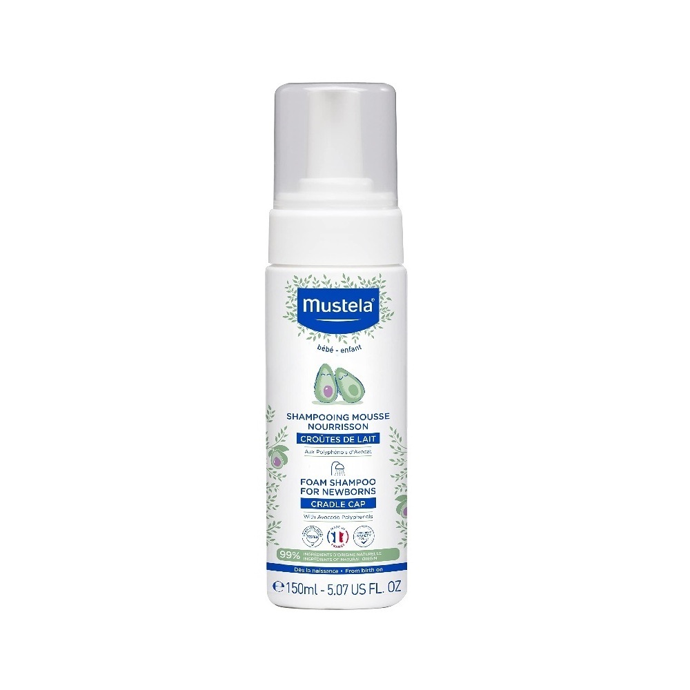 Dầu Gội Ngăn Ngừa Cứt Trâu Cho Trẻ Sơ Sinh &amp; Em Bé Mustela FOAM SHAMPOO FOR NEWBORNS 150ML