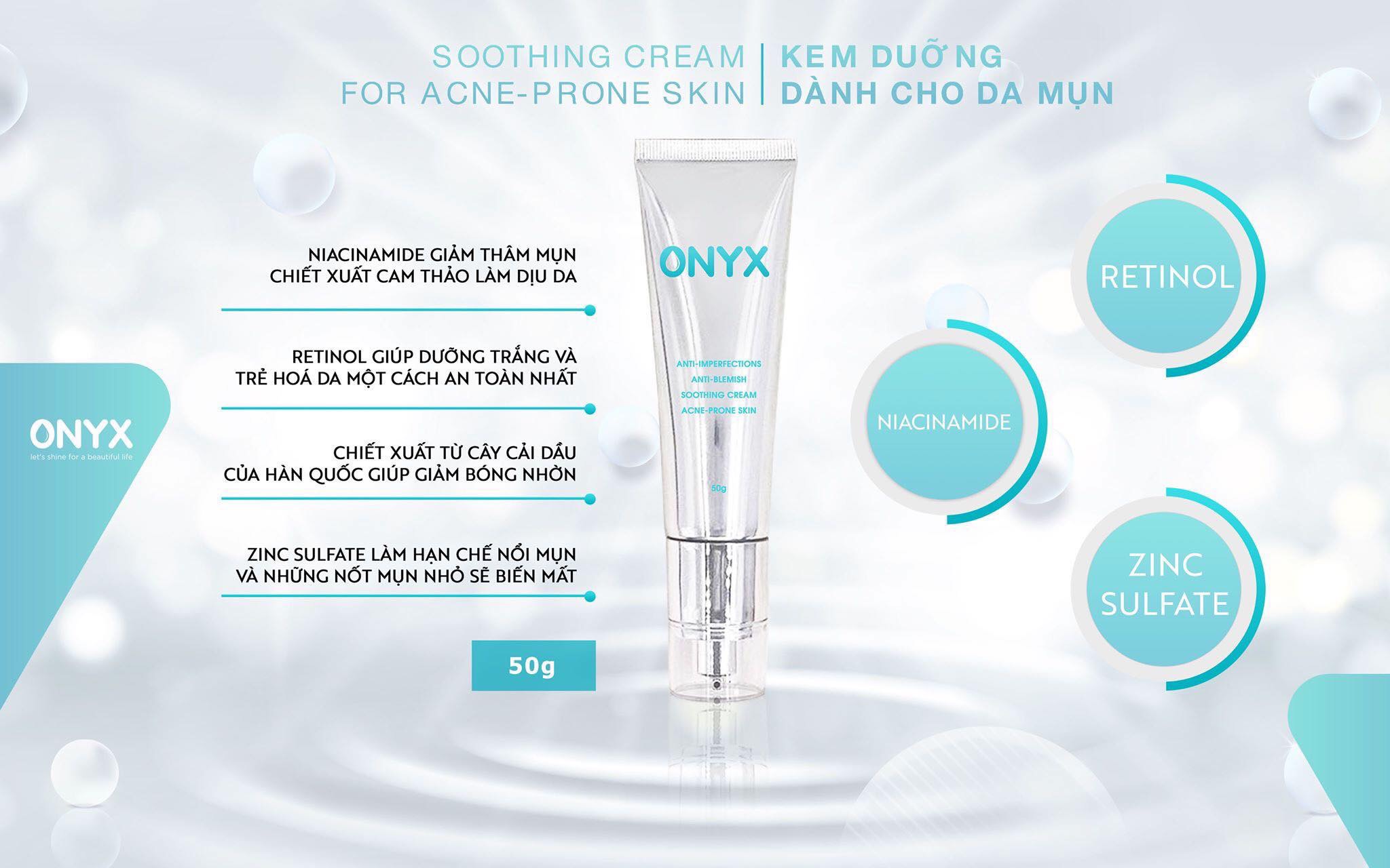 KEM DƯỠNG DÀNH CHO DA MUN ONYX 50g