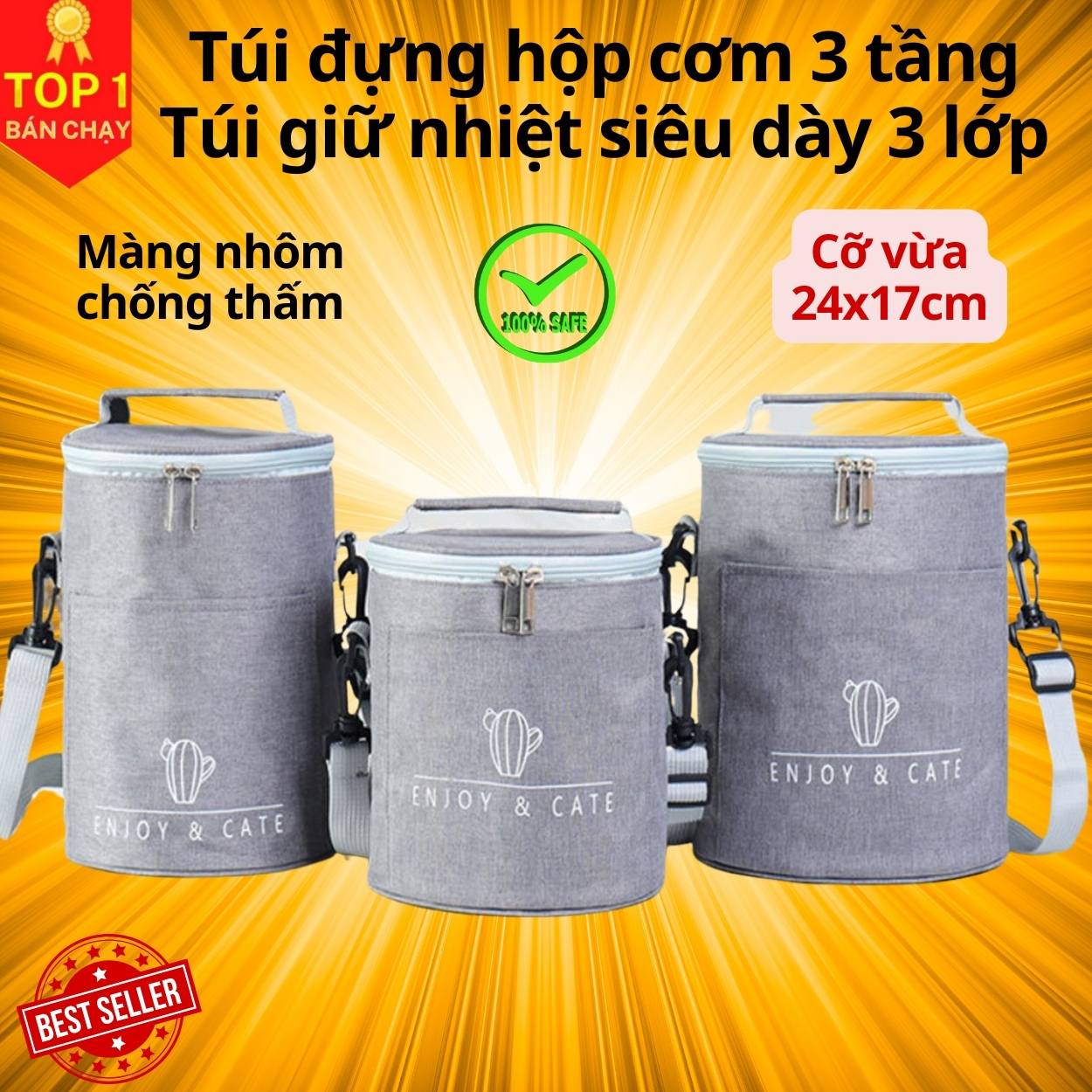 Cặp Lồng Cơm 3 Tầng Giữ Nhiệt – Hộp Đựng Cơm Cắm Điện 3 Tầng Cao Cấp Văn Phòng Đựng Thức Ăn Chính Hãng D Danido