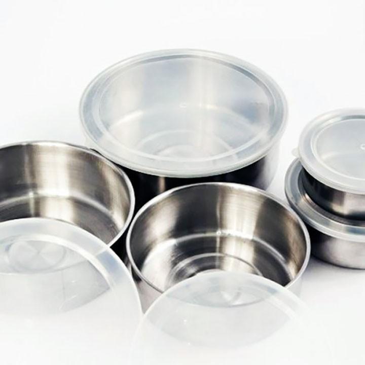 Sale Bộ Thố 5 Cái Inox Có Nắp Đậy Đựng Cơm Tiện Dụng Nr984 ️