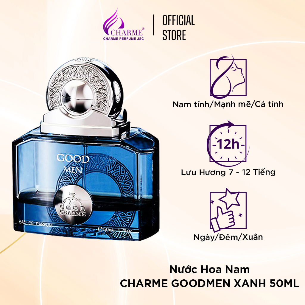 Nước hoa nam cao cấp, Charme Goodmen Xanh, hương biển cả, tinh xảo và lãng mạn, lưu hương lâu, 50ml