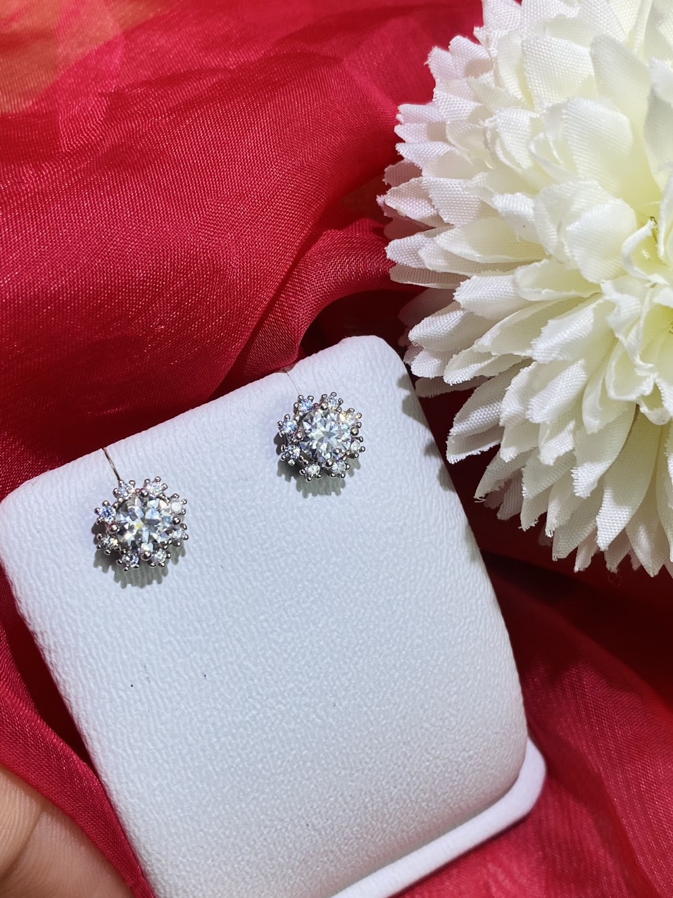 Bộ trang sức Bạc 925 xi Kim viên chủ Kim Cương nhân tạo Moissanite hạt 1.0 carat - S10.9.7.6