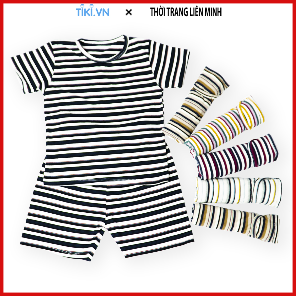 Bộ quần áo trẻ em MIMYKID sọc ngang kiểu lửng vải cotton thun dày mịn mát co giãn tốt, set đồ cho bé từ 4-16kg - (Giao màu ngẫu nhiên)