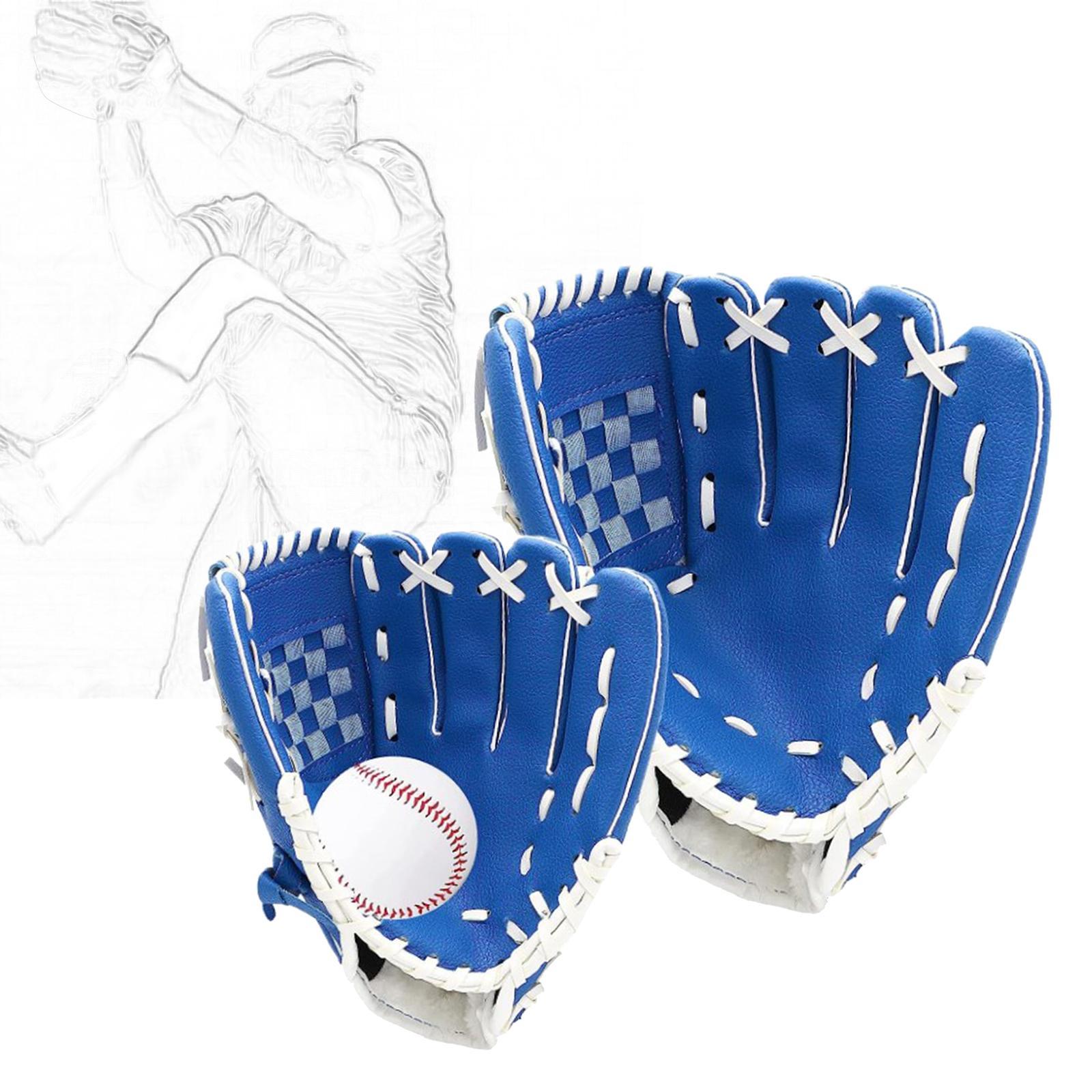 2Pcs Baseball Glove Softball Gloves Infield Outfield Gloves Baseball Fielding Glove Baseball Mitts with Ball for Team Game Beginner Backyard