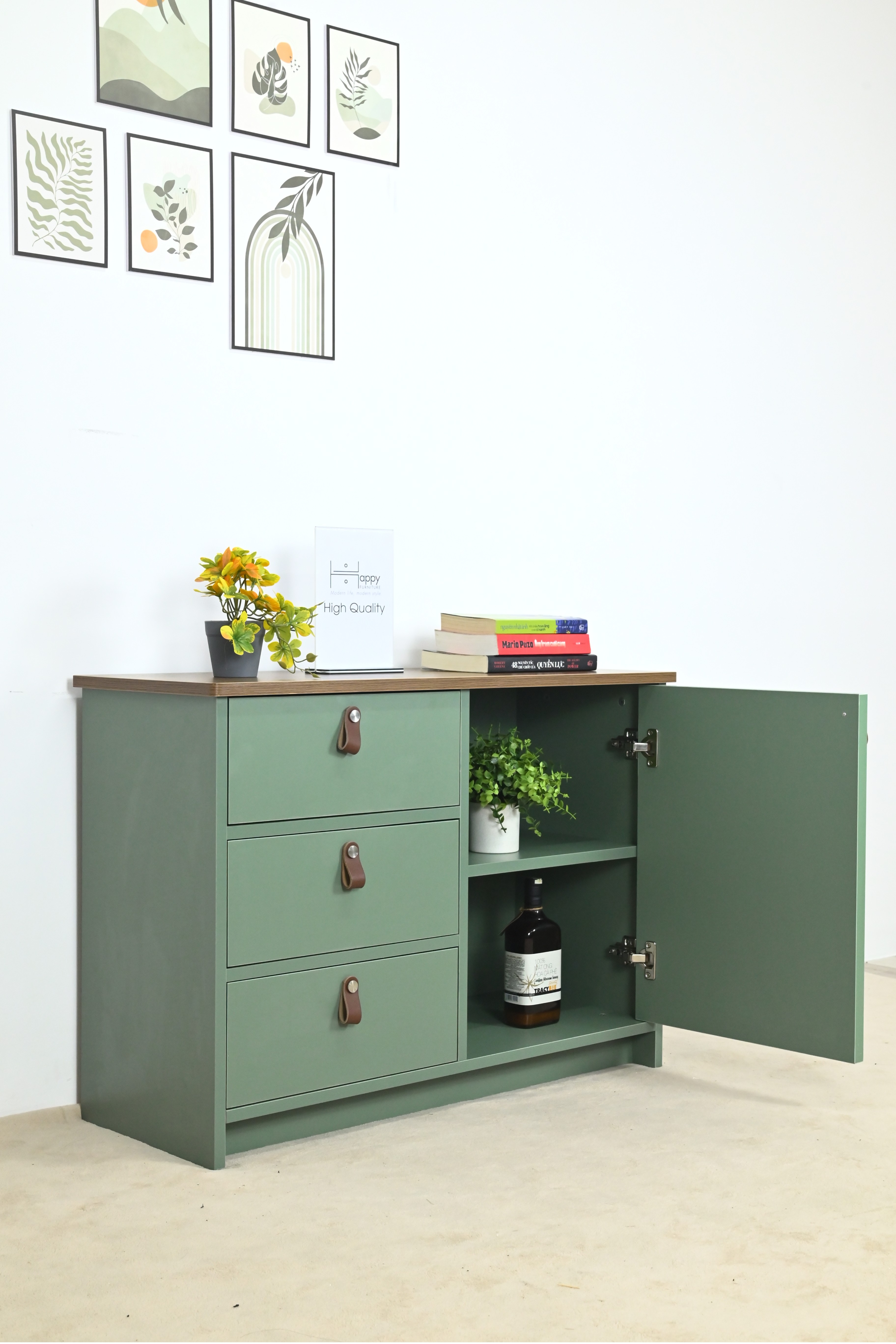 [Happy Home Furniture] NOMIA , Tủ lưu trữ 3 ngăn kéo - 1 cửa mở , 90cm x 35cm x 64cm ( DxRxC), THK_063