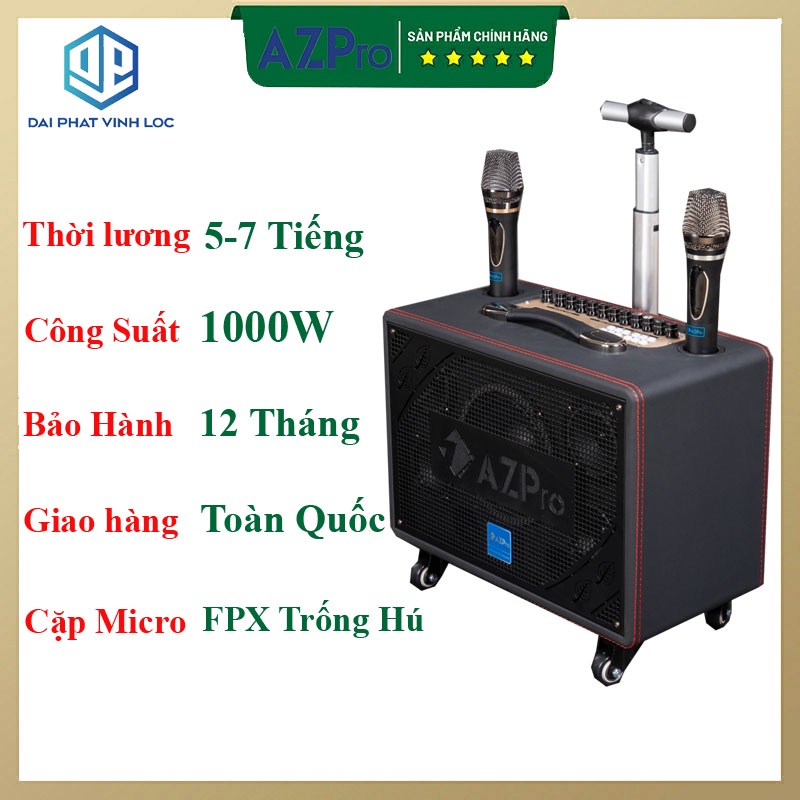 Loa Kéo Karaoke Công Suất Lớn 1000W | Loa Kéo Giá Rẻ AZPRO AZ-316 Bas 15 | Loa Kéo Bluetooth Đọc Được Usb Thẻ Nhớ Tay Kéo | Loa Kẹo kéo Hát Karaoke Tặng 2 Mic Chống Rú