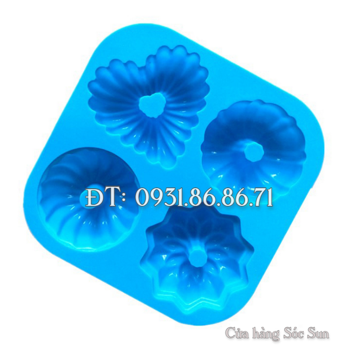 Khuôn silicon 4 hình hoa kiểu – Mã số 1382