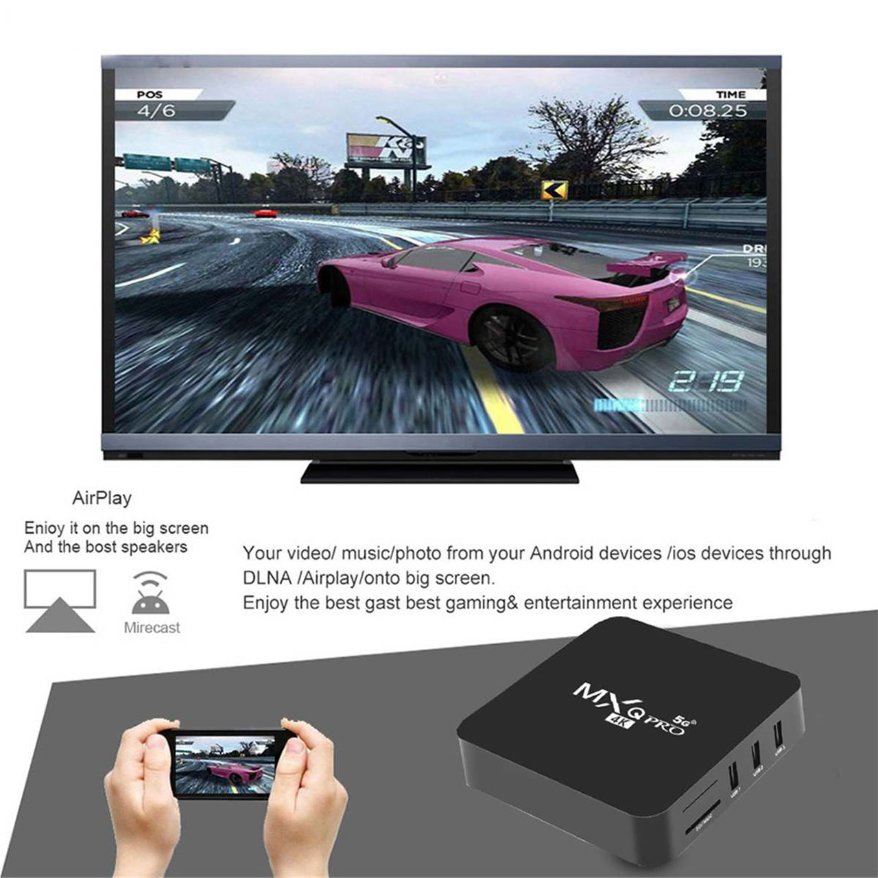 Android tivibox MXQ Pro 2.4G 5G android 11.1 RK3228A quadcore wifi 5G 1GB/2GB 8GB/16GB kết nối bluetooth 4K HD hỗ trợ youtube - hàng chính hãng