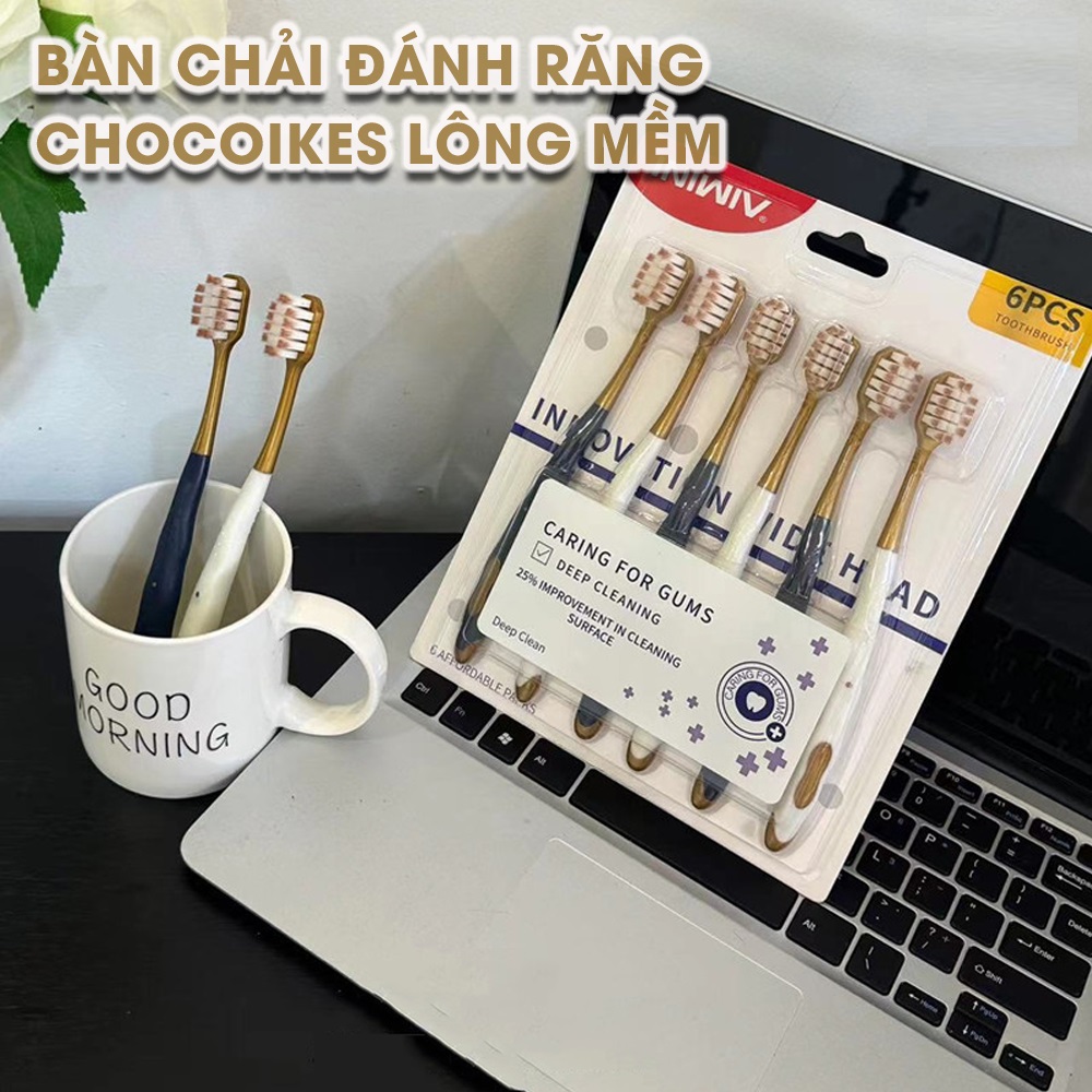 Combo 6 bàn chả đánh răng nội địa Trung lông mềm, chải siêu nhỏ, làm sạch sâu đánh sạch mảng bám TEETH Nữ Women Men