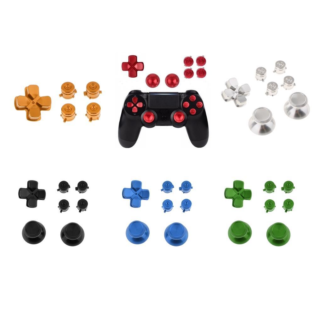 Metal Thumbsticks Thumb Grip + Chrome D-pad Mod Kit for Sony PS4 Controller