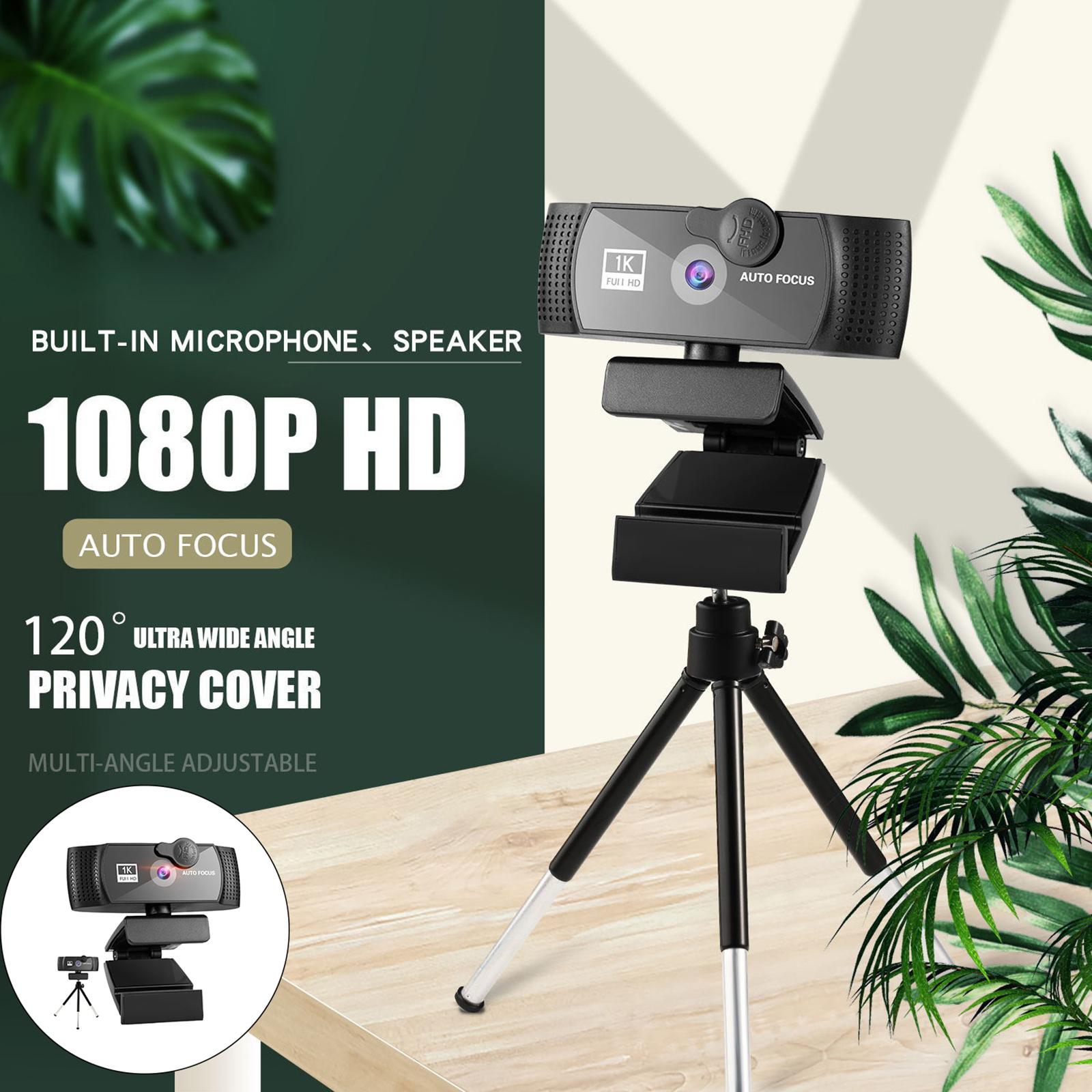 Webcam 1080p HD w/ Noise-Cancelling Microphone USB for Gaming PC Desktop