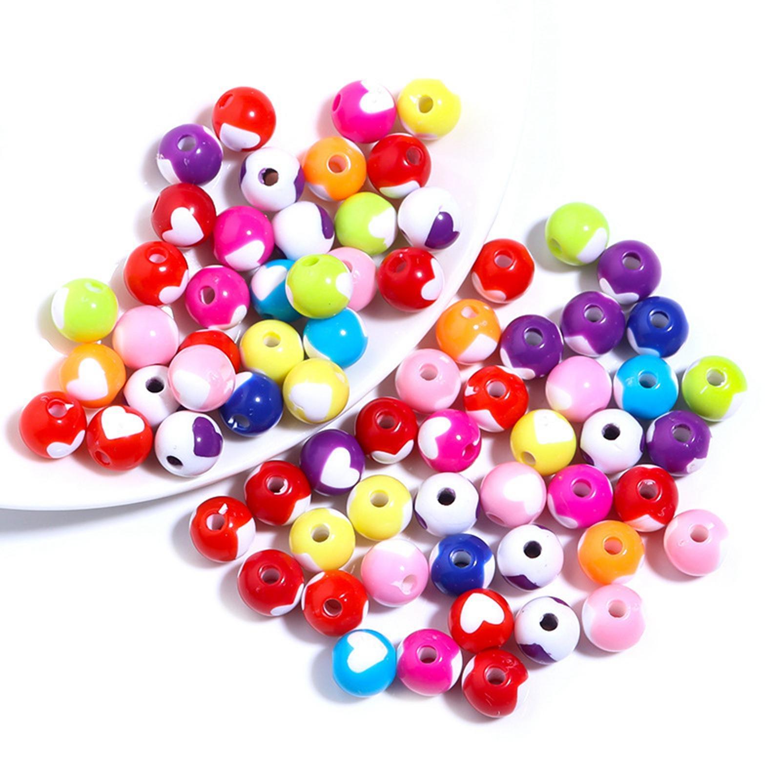 200PCS Acrylic Spacer Beads Mixed Colors Crafting Heart Beads for DIY Bracelet Necklace Jewelry Making