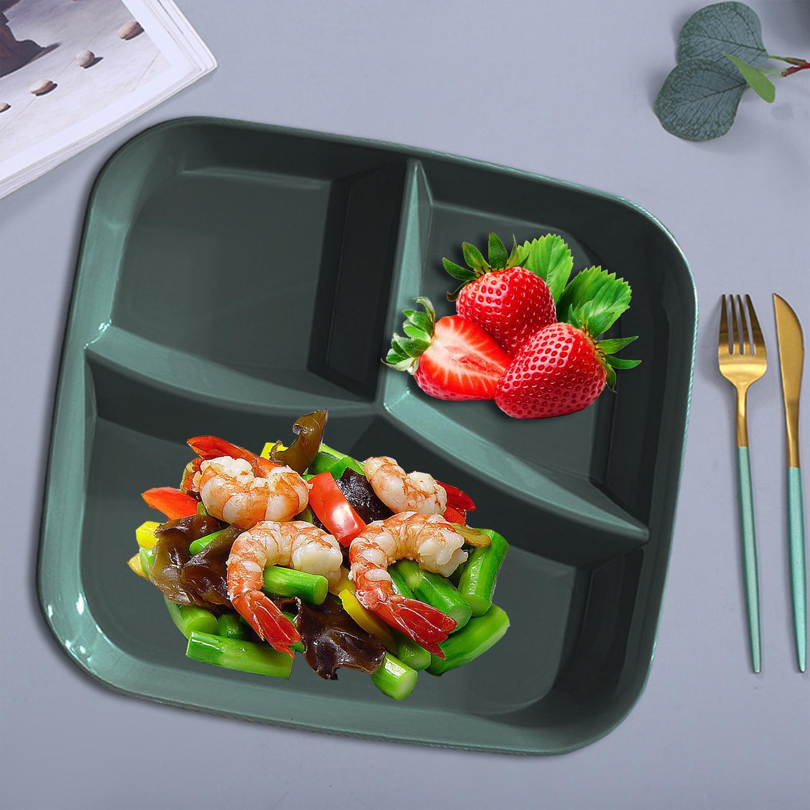 3 Compartment Dinner Plate, Food Grade PP Serving Platter, Restaurant Mess Tray for Camping, Picnics, School Lunch Dinner Sections Plates